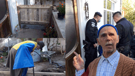 Bătrân de 90 de ani, închis ca un animal în propria casă din Copou! Vecinul l-a sufocat cu un gard până în ușă, după ce a venit cu jandarmii. Bărbatul: 