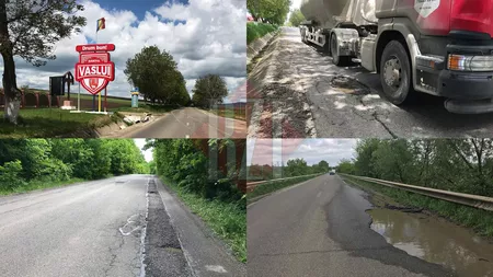 Drumul județean DJ 248 Iași-Vaslui poate fi refăcut cu bani de la Guvernul României. Șoseaua reabilitată cu bani europeni arată ca după război