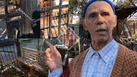 Un bătrân de 90 de ani este chinuit de vecin, chiar în propria casă din Copou! I-au pus lanțuri și lacăte pe poartă. Bărbatul sare gardul cu ajutorul unor scări - FOTO