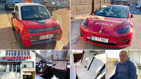 Școală de șoferi din Iași cu prima mașină electrică Tesla! Concurența: ”Nu e de viitor”- FOTO-VIDEO