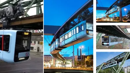 Transportul în comun suspendat în Germania, un vis pentru români. Tren electric inovativ, inaugurat acum 100 de ani - FOTO, VIDEO