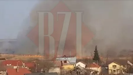 Incendiu de vegetație pe strada Aeroportului. Flăcările au cuprins un teren între aerogară și unitatea militară „Lupii Negri” - Exclusiv, Video, Update