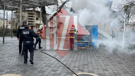 Un tomberon a luat foc lângă Cinema Victoria. Pompierii au intervenit de urgență - EXCLUSIV, GALERIE FOTO, VIDEO, UPDATE