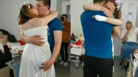 Doi tineri din Ucraina au făcut dansul mirilor după ce mireasa a rămas fără picioare