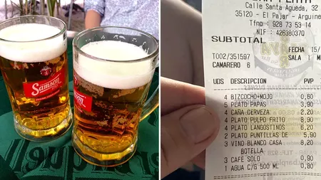 Câți bani au plătit 4 turiști români pentru 4 beri la halbă, într-un restaurant din Insulele Canare