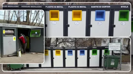 Punctele de colectare au devenit ținte sigure pentru oamenii străzii din Iași. Aceștia caută sticlele de plastic pentru taxa de returnare de 50 de bani - VIDEO