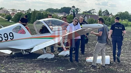 Incident aviatic la Iași! Aeronavă de mici dimensiuni, aterizare de urgență pe un câmp din Miroslava - GALERIE FOTO, LIVE VIDEO, UPDATE
