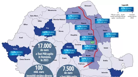 Harta dezvoltării României! Moldova la coada clasamentului! Analiză despre modul în care Autostrada A7 ar putea să rezolve această problemă