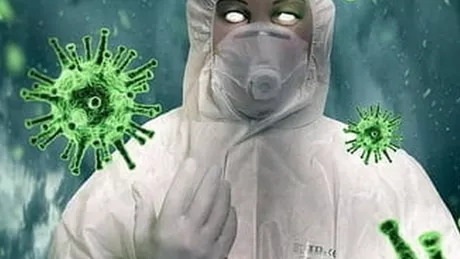 Personalul medical care tratează persoanele infestate cu coronavirus desfigurat de echipamentul de protecție