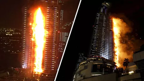 Incendiu puternic în Dubai. O clădire de 48 de etaje a fost cuprinsă de flăcări - Video Foto