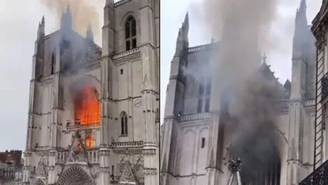 Catedrala din Nantes a fost acaparată de flăcări - Video