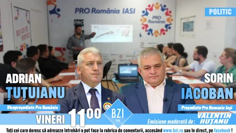 Toate detaliile din mediul politic central numai la BZI LIVE. Adrian Țuțuianu și Sorin Iacoban lideri Pro România vor prezenta ultimele mișcări de pe scena politică - LIVE VIDEO  FOTO