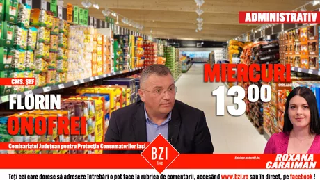 LIVE VIDEO - Atenție la cumpărăturile pe care le faceți Florin Onofrei șeful Comisariatului Județean pentru Protecția Consumatorului CJPC Iași vorbește despre acțiunile de control desfășurate în ultimele luni în Studioul BZI LIVE - FOTO