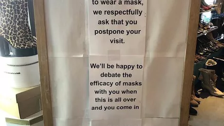 Mesajul incredibil al unui magazin la adresa celor care intra fara masca de protectie