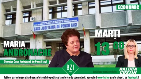 LIVE VIDEO FOTO Maria Andronache director Casa Județeană de Pensii Iaşi prezentă în studioul BZI LIVE . Aflați totul despre majorarea pensiilor de la 1 septembrie 2020.