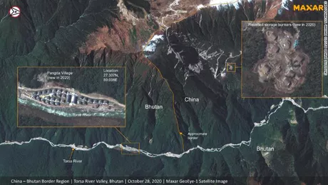 Imaginile din satelit par să arate China construind un oraș de-a lungul graniței disputate cu India și Bhutan