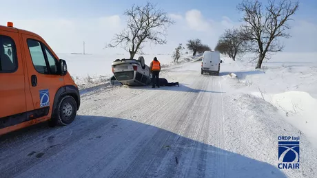 Accident rutier în judeţul Botoşani un autoturism s-a răsturnat. Ce recomandă poliţiştii rutieri