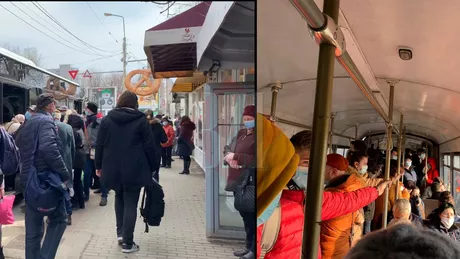 Călătorii se calcă în picioare Distanța fizică este dată uitării în autobuze și tramvaie Conducerea CTP a declarat că nu sunt reguli stricte în acest sens Conducătorii nu pot interzice călătorilor să mai urce în mijloacele de transport FOTOVIDEO