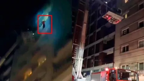 Un fotbalist uruguayan a stat suspendat la etajul 11 pentru a-și salva viața după ce camera a fost curpinsă de flăcări