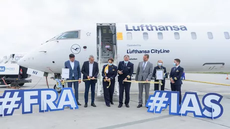 A fost lansată cursa Iași - Frankfurt Zeci de pasageri la zborul operat de compania Lufthansa