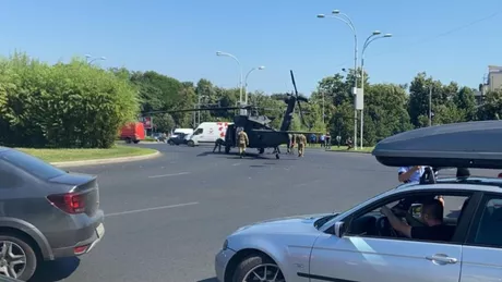 Alertă în București Un elicopter militar a aterizat de urgență în mijlocul Capitalei pentru a evita o prăbușire catastrofală