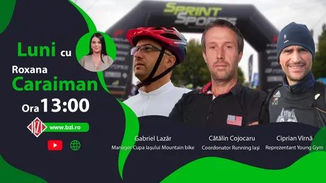 LIVE VIDEO - Începe Cupa Iașului la Mountain Bike ediția a treia Gabriel Lazăr managerul evenimentului Ciprian Vîrnă reprezentant Young Gym și Cătălin Cojocaru coordonator Running Iași discută la BZI LIVE despre competiție - FOTO