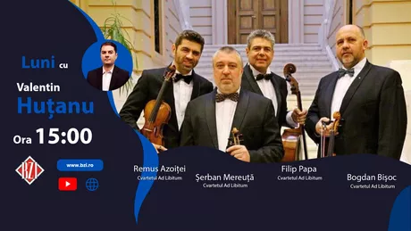 LIVE VIDEO - Ediţie BZI LIVE de colecţie Un dialog special despre pasiune talent muncă inspiraţie şi universul elegant al muzicii clasice alături de membrii valorosului Cvartet Ad Libitum Remus Azoiței vioara I Şerban Mereuţă vioara II Bogdan Bişoc violă Filip Papa violoncel - FOTO