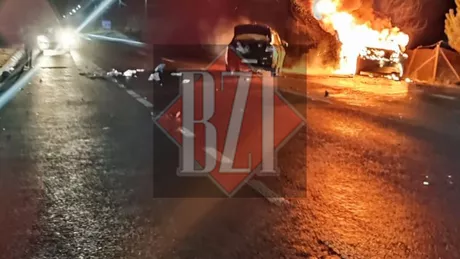 Accident teribil lângă orașul Iași chiar în dimineața zilei de Crăciun O mașină în flăcări după un impact nimicitor. Șoferul era beat - GALERIE FOTO VIDEO EXCLUSIV