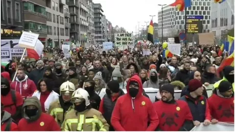 Proteste cu mii de români la Bruxelles față de măsurile anti-COVID