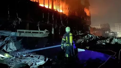 Centru comercial din Kiev lovit de o rachetă rusească