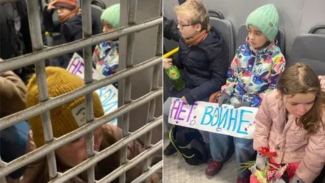 Cinci copii cu vârste de 7 până la 11 ani au fost arestați în Moscova ca urmare a afișării mesajului Nu războiului