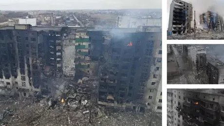 Localitate din apropiere de Kiev distrusă de armata rusă în urma unui atac cu rachete. Va trebui reconstruită de la zero