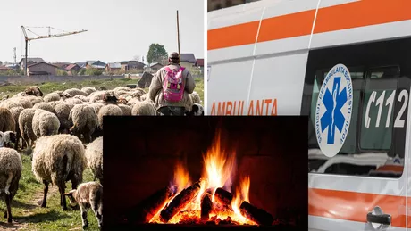 Un cioban din comuna Trifești Iași a ajuns în stare gravă la spital după ce a luat foc. Era băut și a aruncat cu benzină în foc