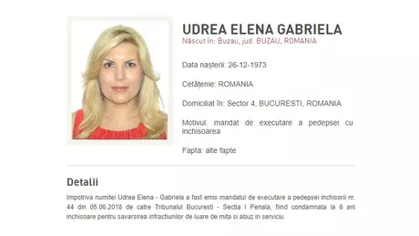 Elena Udrea ar fi plecat din România Poliția Română a dat-o în urmărire națională - FOTO