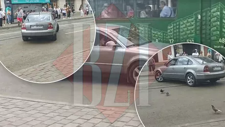 Un șofer a creat panică în stația de tramvai din Piața Unirii A ignorat semnul Accesul Interzis și a fost aproape să lovească o persoană  VIDEO