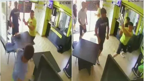 Tânăr bătut cu bestialitate cu o bâtă într-o casă de pariuri - VIDEO