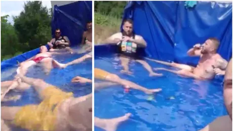 Camion transformat în piscină în județul Argeș. Zece bărbați au dat muzica la maxim și s-au plimbat relaxați prin oraș - VIDEO