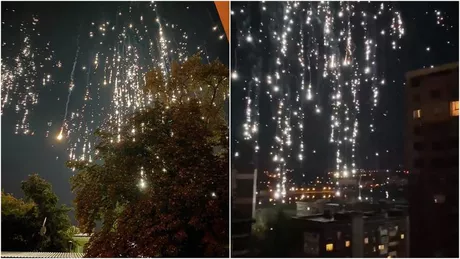 Imagini video cu ploaia bombardamentului Rusiei cu termit o substanță care arde betonul și oțelul
