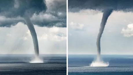 Imagini incredibile cu un vârtej uriaş format pe apă în peninsula Halkidiki din Grecia - VIDEO