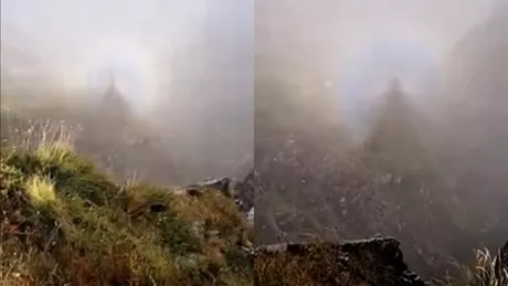 Fenomen rar în Munții Făgăraş. Un fotograf a surprins stafia proiectată pe nor - VIDEO