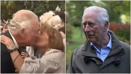 Regele Charles a încălcat protocolul regal din prima zi ca monarh lăsându-se sărutat de o femeie care nu este soția lui - VIDEO