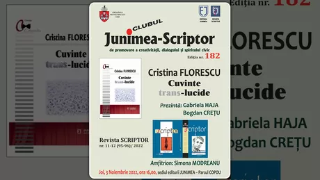 Ediția nr. 182 a Clubului de promovare a dialogului și spiritului civic Junimea-Scriptor. Cristina Florescu Vorbitori ai limbii române nu este cazul să folosiţi atâtea cuvinte pe zi