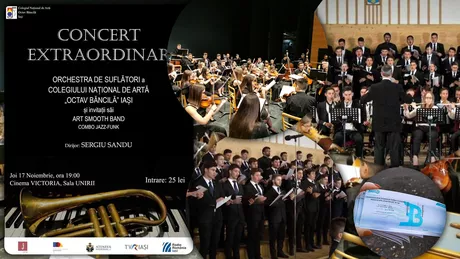 Concert extraordinar Orchestra de Suflători a Colegiului Național de Artă Octav Băncilă Iași la Cinema Victoria