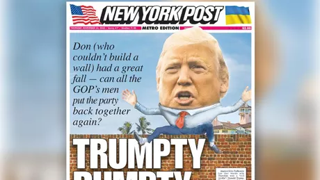 New York Post îl caricaturizează pe Donald Trump. A devenit Trumpty Dumpty după rezultatul obţinut de republicani