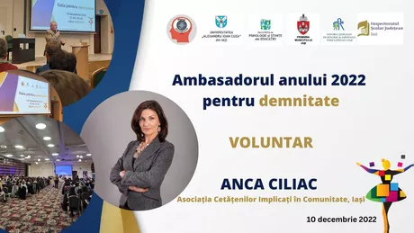 Titlul de Ambasador pentru Demnitate la categoria voluntar obținut de Anca Ciliac Premiul este al celor pentru care fiecare voluntar a devenit voce