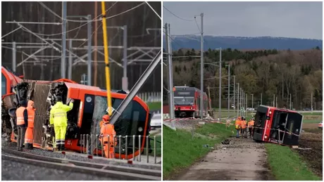 15 persoane au fost rănite după ce două trenuri regionale au deraiat aproape simultan în Elveția - VIDEO