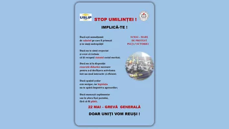 Protest fără precedent organizat de sindicatele din învățământ Vor fi prezenți peste 10.000 de angajați la București