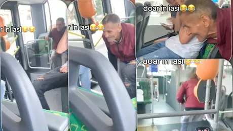 Un bărbat a făcut spectacol într-un autobuz din Iași după ce a început să imite un cangur Videoclipul a ajuns pe TikTok unde a strâns mii de reacții  FOTOVIDEO