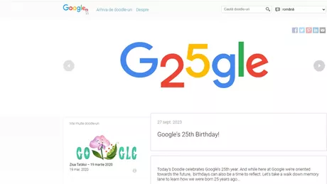 Google aniversează 25 de ani de la înființare