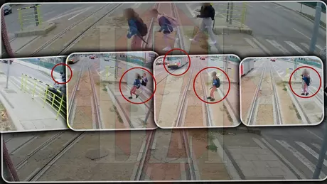 Părinți priviți cu atenție aceste imagini În ultima clipă a fost evitat un carnagiu la Iași. Trei fete au alergat după tramvai pe roșu printre mașinile care circulau cu viteză - FOTOVIDEO